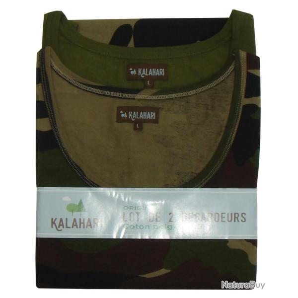 LOT DE 2 DEBARDEURS UNIS ET CAMO CE KALAHARI