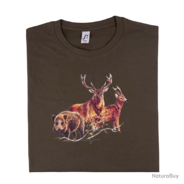 TEE SHIRT TRIO DE GIBIER KAKI BARTAVEL