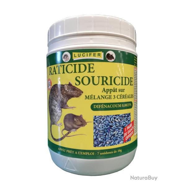 RATICIDE SOURICIDE 3 C�R�ALES 7X20G - LUCIFER
