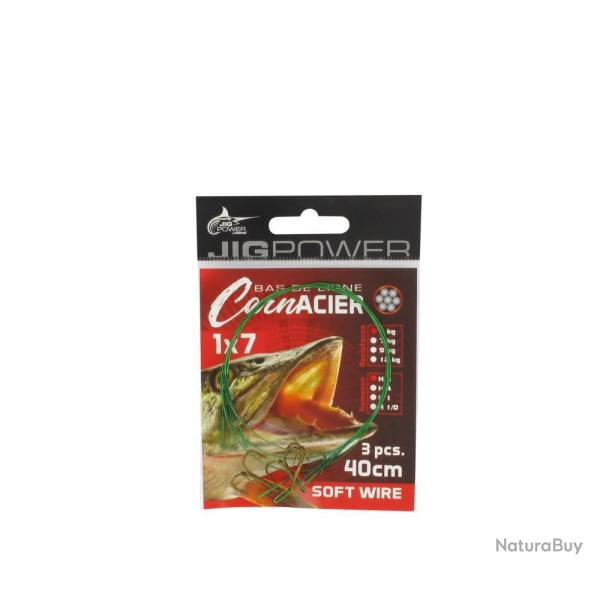 BAS DE LIGNE ACIER TRIPLE 7 B 40CM - 9kg - JIG POWER