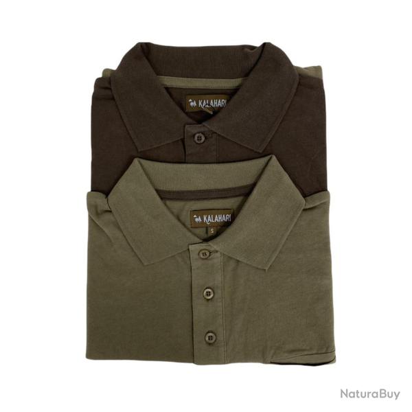 LOT DE 2 POLOS CHASSE KAKI/MAR - 2XL - KALAHARI