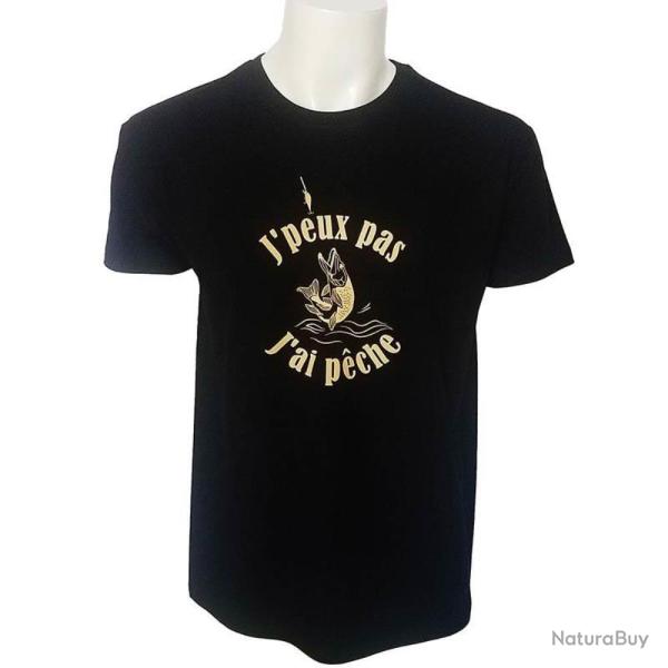 TSHIRT J PEUX PAS J AI PECHE NOIR BARTAVEL
