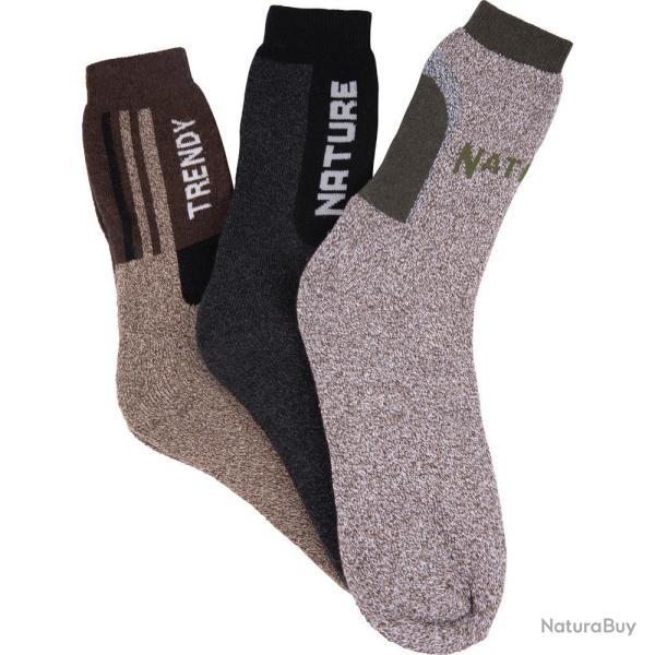 LOT DE 3 CHAUSSETTES NATURE - 39/42 - AZERTEX