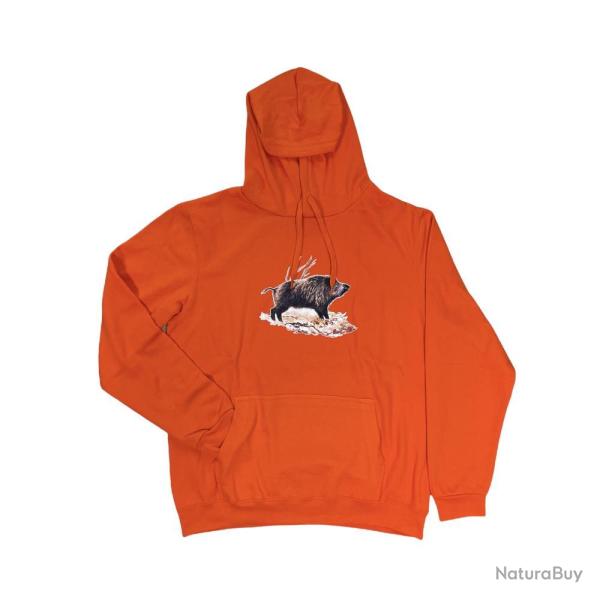 SWEAT A CAPUCHE ORANGE SANGLIER BARTAVEL