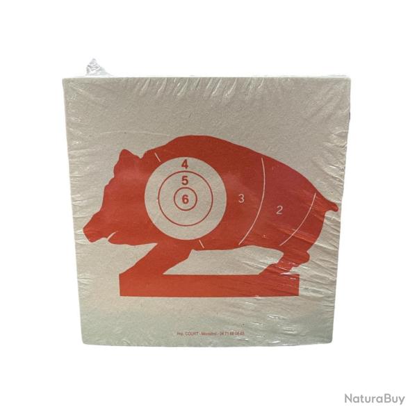 CIBLES 10X10 SANGLIER ROUGE X100 - COURT