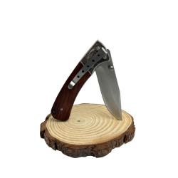 COUTEAU PLIANT MANCHE BOIS + ETUI - 