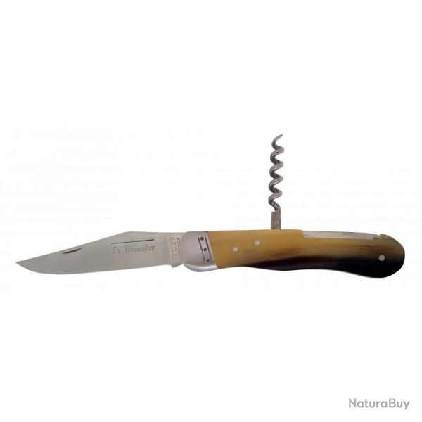 COUTEAU TIRE-BOUCHON LE PIONNIER EN CORNE NOIRE - DOURIS CHASTEL