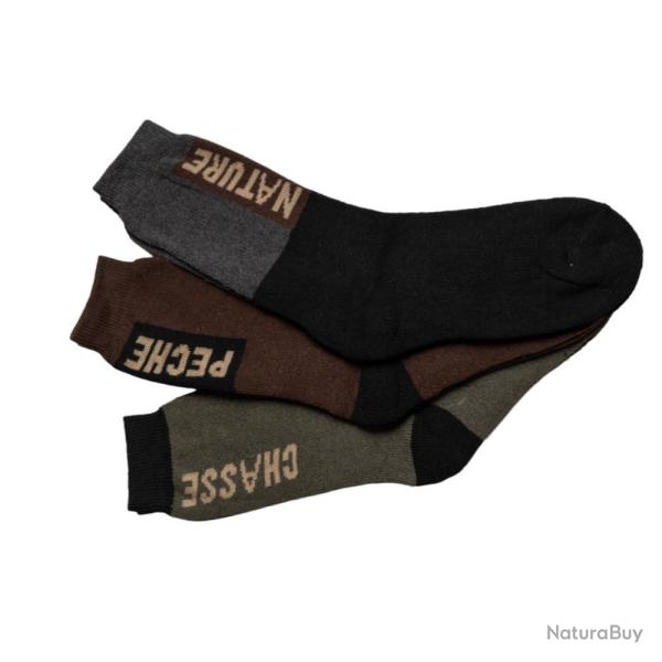 LOT DE 3 PAIRES CHAUSSETTE NATURE - 39/42 - 