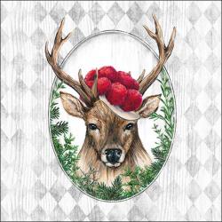 SERVIETTE CERF DANS CADRE - AMBIENTE