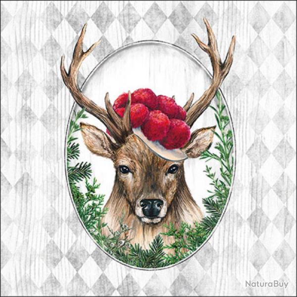 SERVIETTE CERF DANS CADRE - AMBIENTE