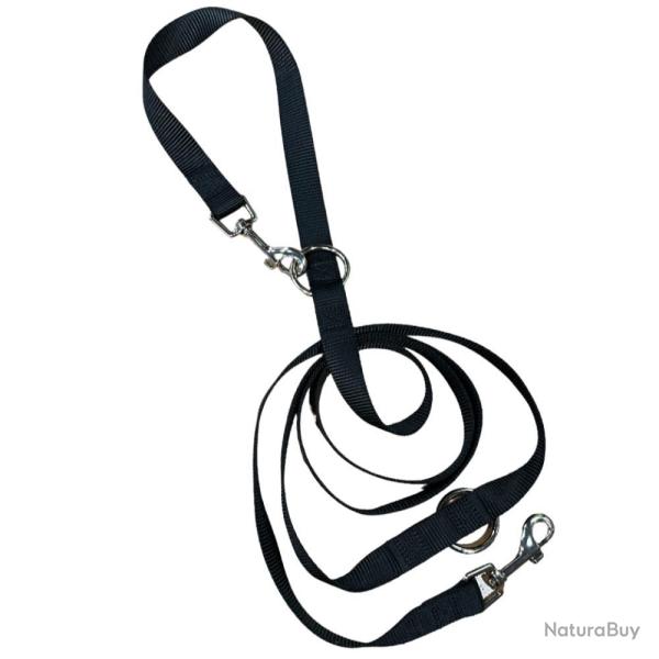 LAISSE NYLON PLATE 3 POSITIONS - Noir - 