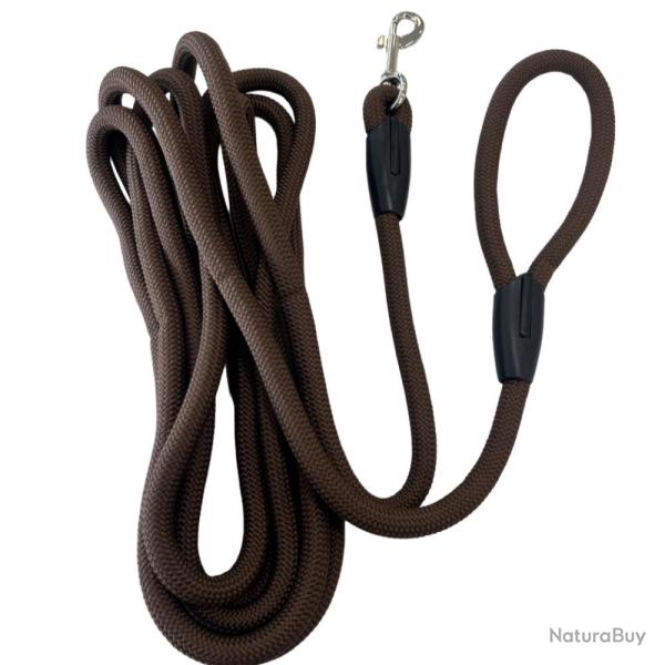 LAISSE NYLON RONDE MARRON - 5m - 