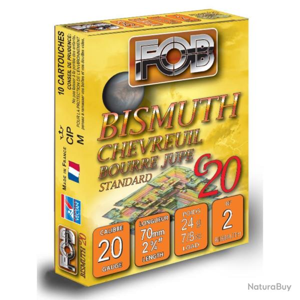 CARTOUCHES BISMUTH CHEVREUIL 20/70 24G N2 BJ X10 - FOB
