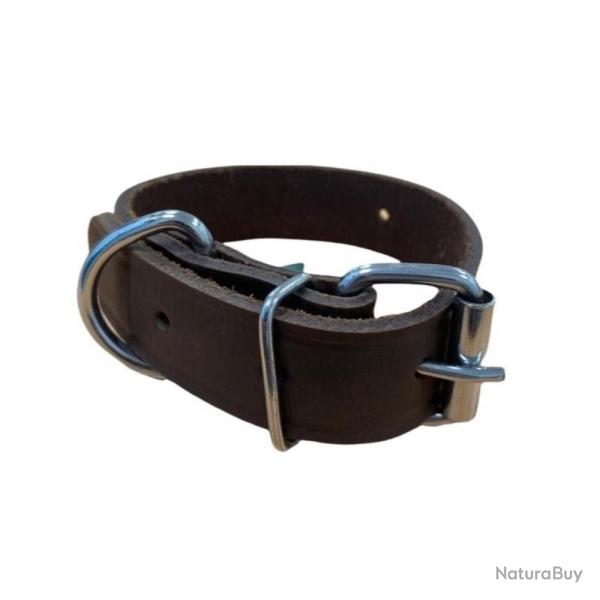 COLLIER CUIR MARRON - 60cm - 