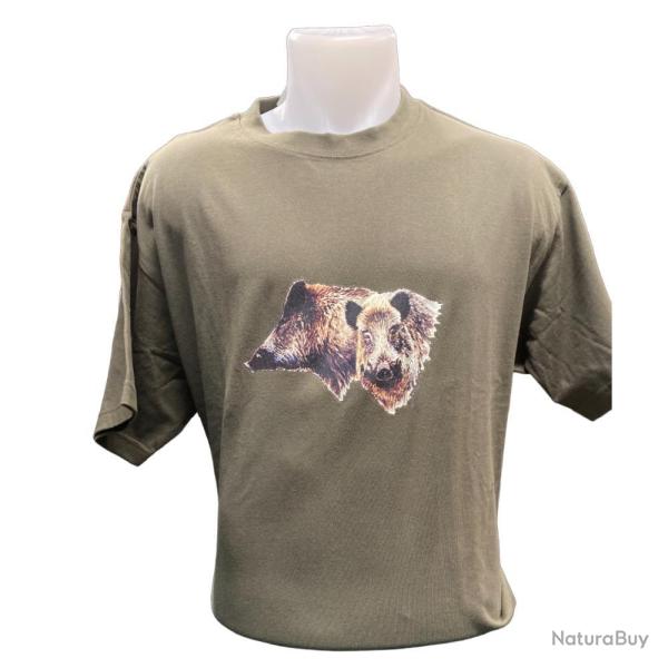 TEE SHIRT SANGLIER KAKI BARTAVEL