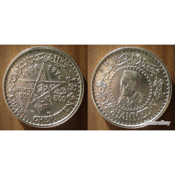 Maroc 500 Francs 1956 1376 Piece Empire Cherifien Mohammed V Roi
