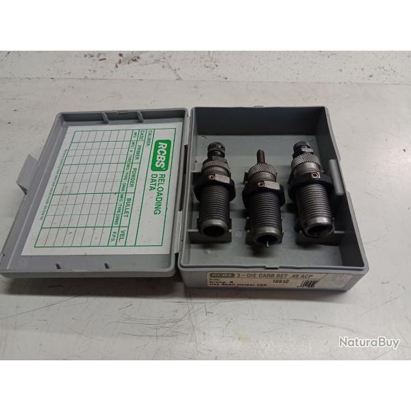 Jeux d'outils RCBS en Carbure 45 ACP en trs bonne tat.
