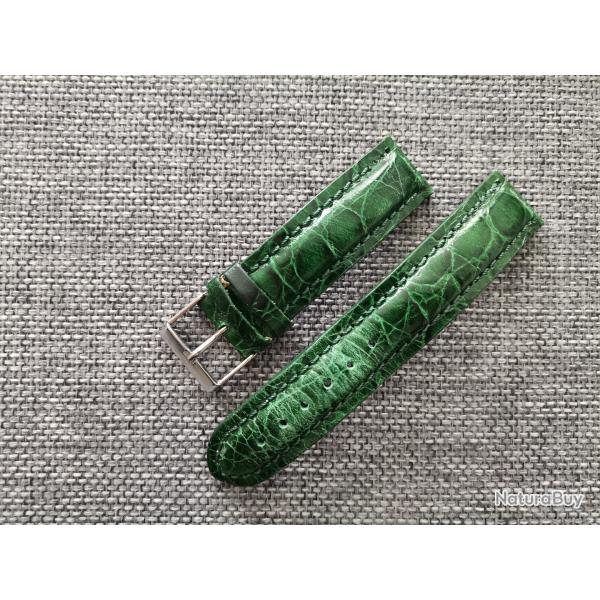 Bracelet vert de montre cuir v�ritable 20 mm
