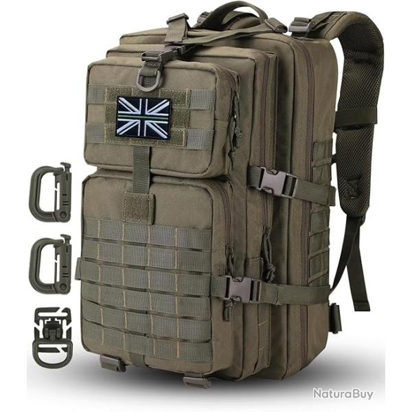 Sac  dos 40L USTactique Militaire Mousqueton D Molle Grand Volume Escalade Chasse Randonne Vert
