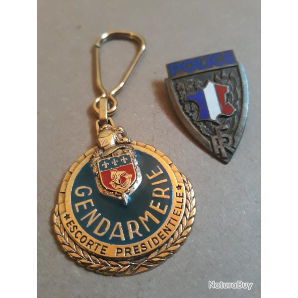 insigne de police et porte cles escorte presidentielle garde republicaine escadron moto gendarmerie