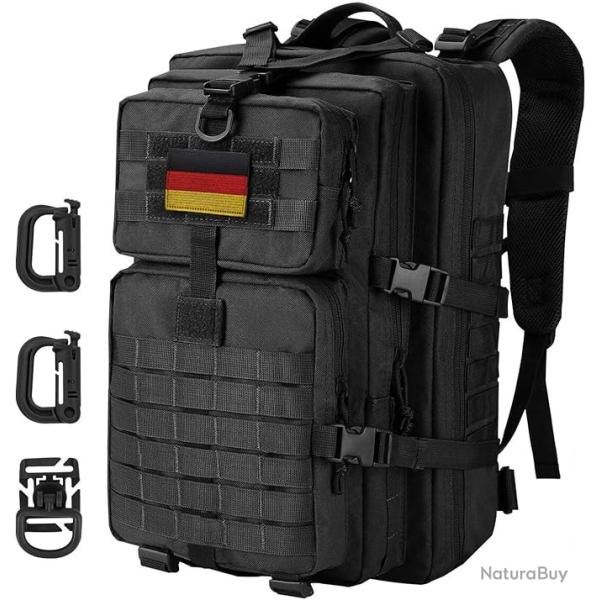 Sac  dos 40L Tactique Militaire Anneaux en D Molle Grand Volume Escalade Chasse Randonne Noir