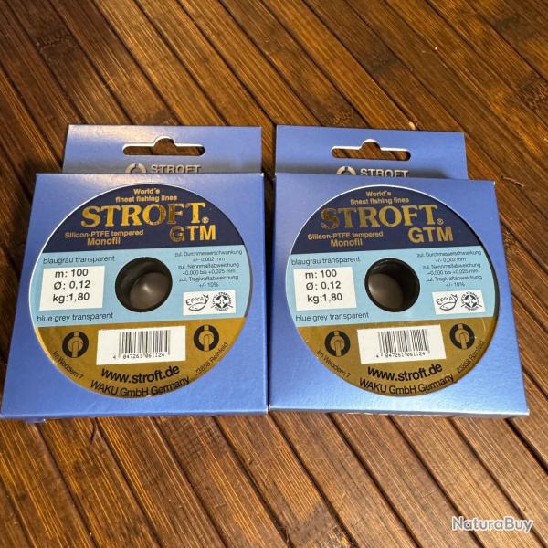 DESTOCKAGE P�CHE LOT DE DEUX BONINES FILS STROFT GTM 100 m 0,12 mm 1,80 kg