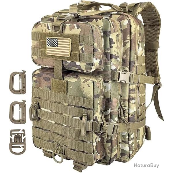 Sac  dos 40L Tactique Militaire Anneaux en D Molle Grand Volume Randonne Escalade Chasse