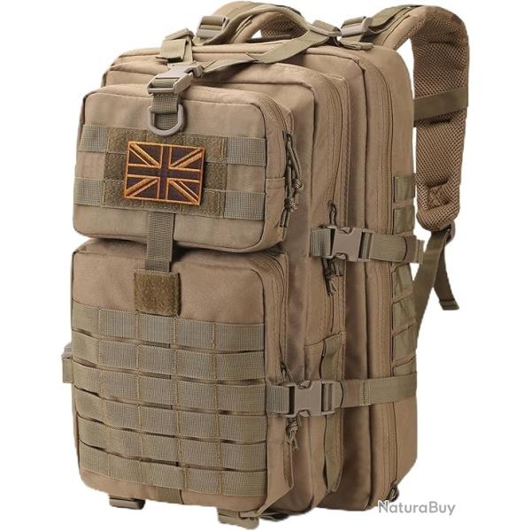 Sac  dos 40L US Tactique Militaire Anneaux en D Molle Grand Volume Chasse Randonne Escalade Kaki