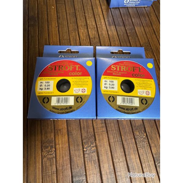 DESTOCKAGE P�CHE LOT DE DEUX BOBINES FILS STROFT COLOR 100 m 0,20mm 3,90 kg
