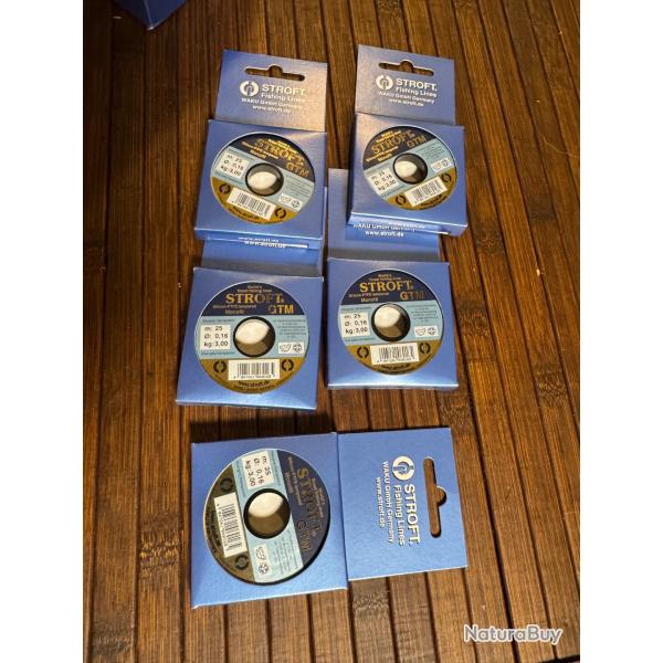 DESTOCKAGE PCHE STROFT 5 BOBINES Nylon pour bas de ligne stroft GTM - 25 m 0,16 mm 3,00 kg