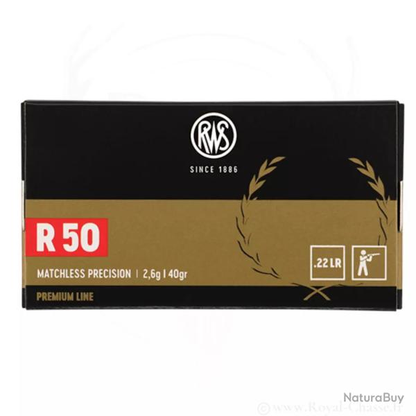 50 balles RWS R50 Cal.22Lr - 40Grs RWS