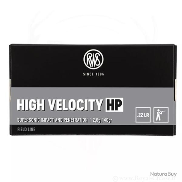 50 balles HIGH VELOCITY HP Cal. 22LR 40 GRS RWS