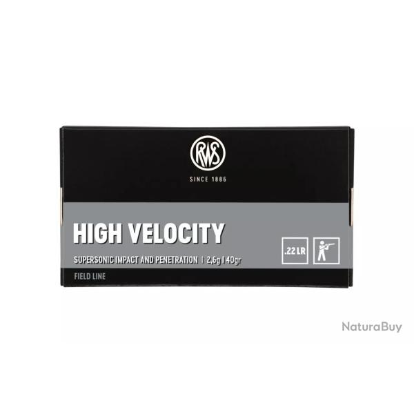 50 balles HIGH VELOCITY Cal.22Lr 40Grs RWS