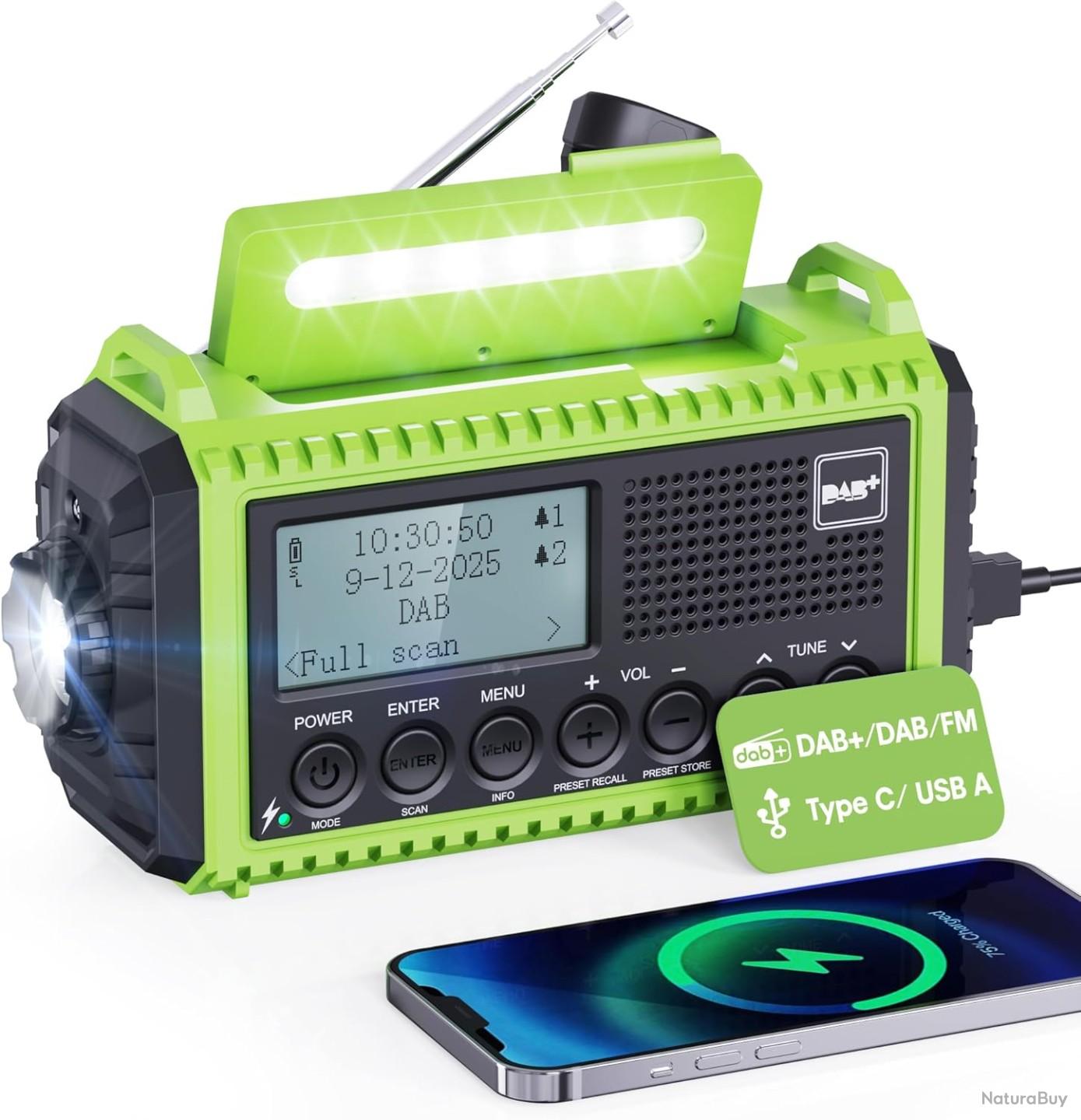 Radio Solaire, Radio Manivelle, Am-Fm Radio D'Urgence, Avec Batterie