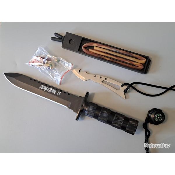 Couteau de survie Aitor Jungle King II, avec lampe/briquet, kit complet