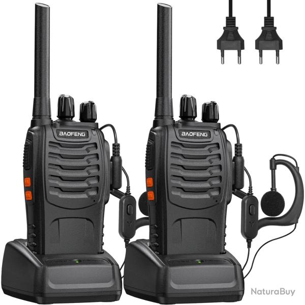 Talkie Walkie 2 Pcs 16 Canaux Batterie1500 mA  Charge Fiche DC Radio Bidirectionnelle Longue Porte