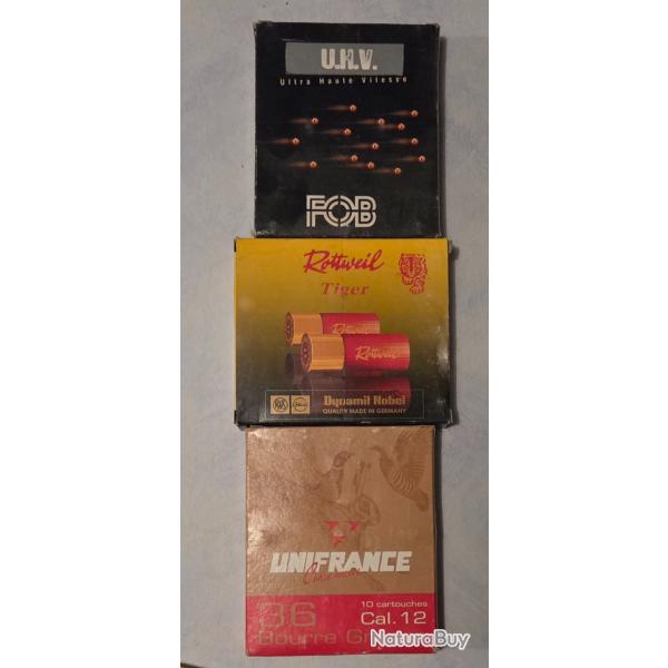 Lot munitions calibre 12/70 cuivre 7 et plombs 9 et 5