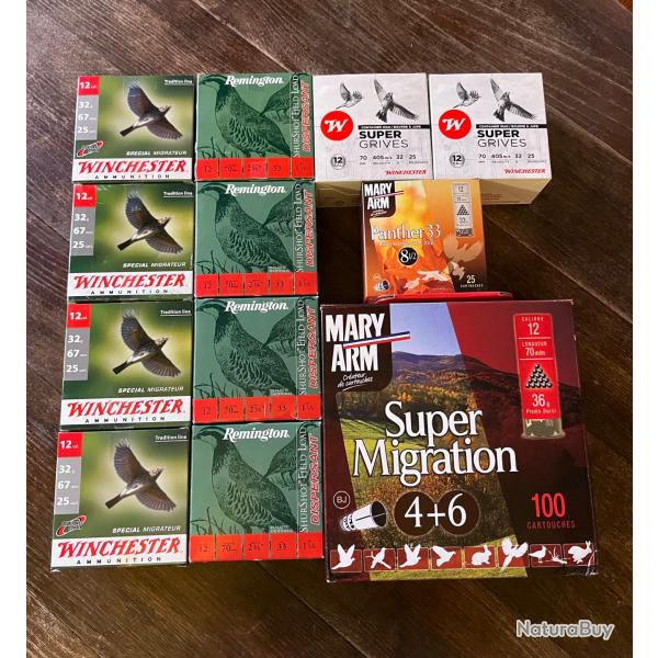 Lot cartouches petit gibier cal 12