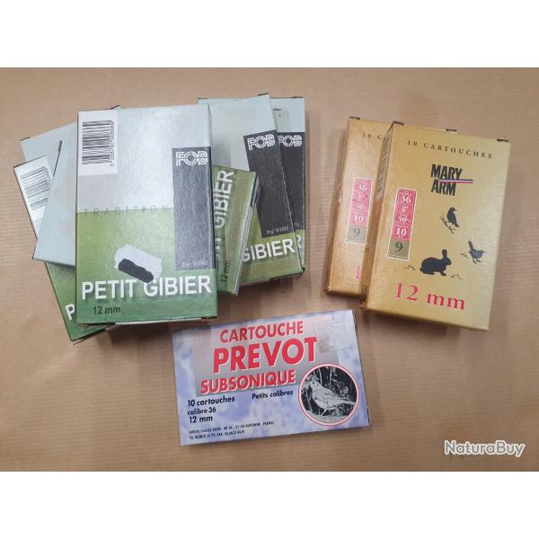 90 cartouches cal 36 (12mm) long 50 plomb 9 & 10  1 sans reserve