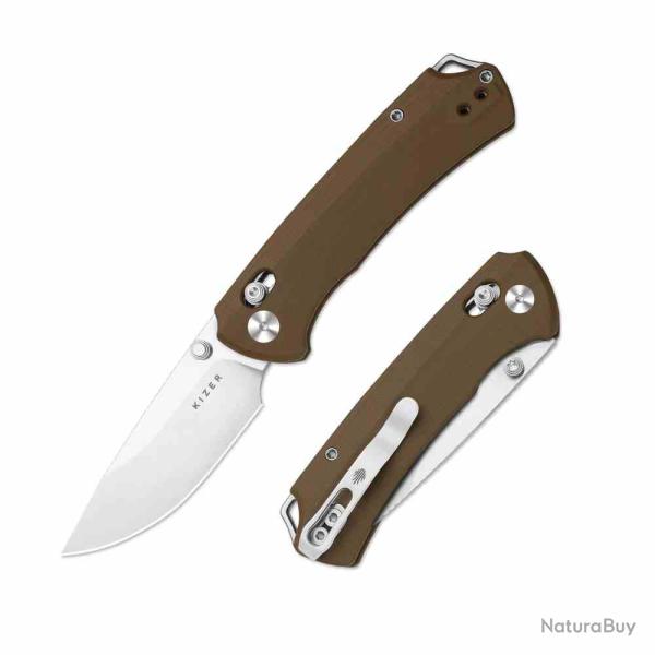 Couteau Kizer Task I T1 CD Brown Lame Acier Nitro-V Manche G10 Clutch Lock KIV34902CA2