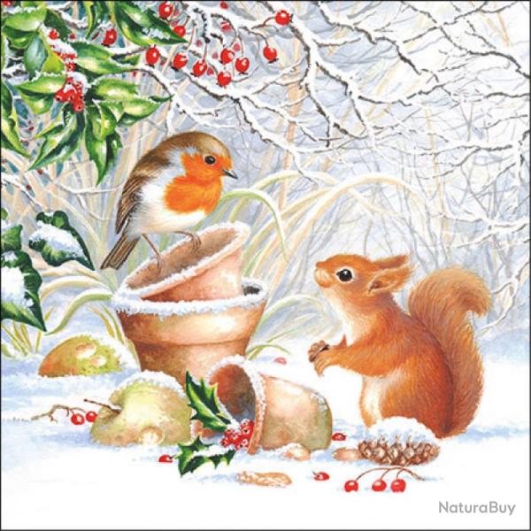 SERVIETTE ECUREUIL & OISEAU - AMBIENTE