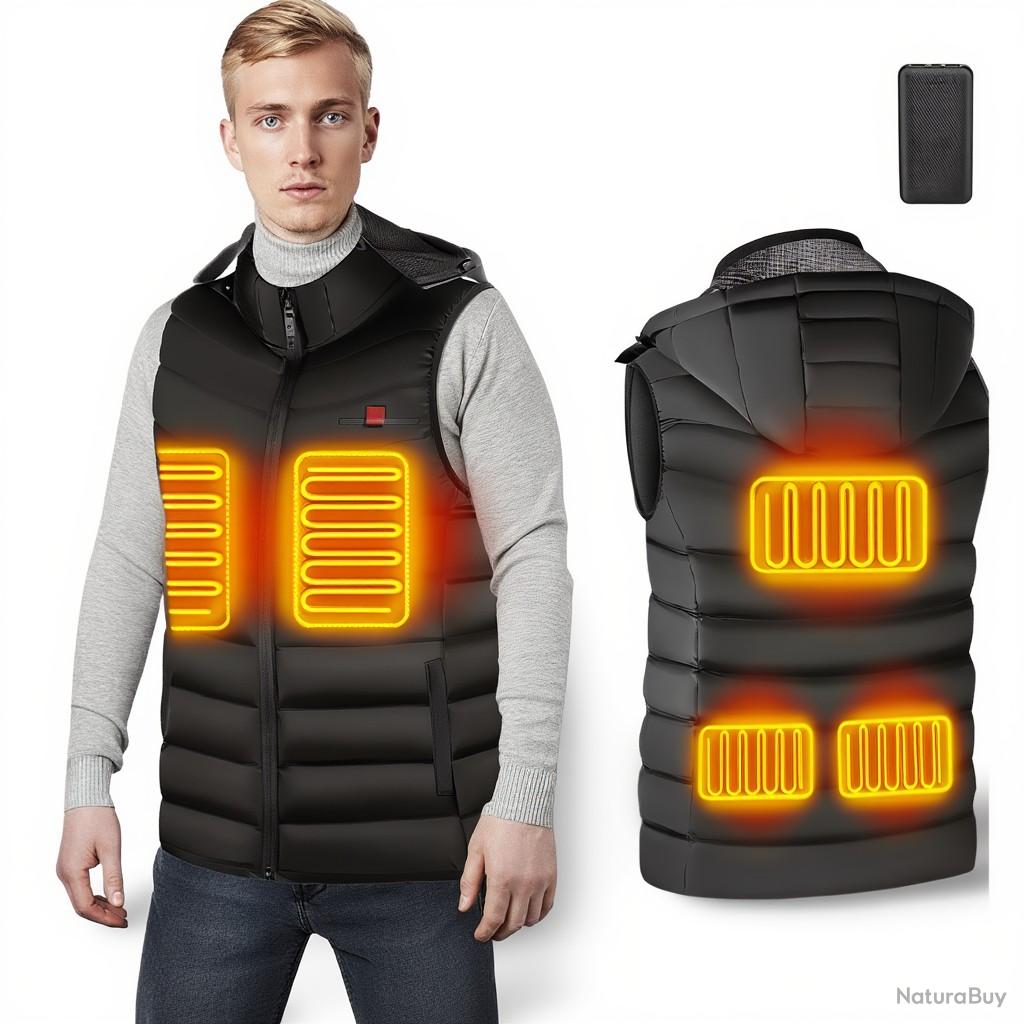 Gilet Chauffant Femme Avec Capuche Et Batterie 16000 MAh - 3 Niveaux, 5 Zones Chauffantes