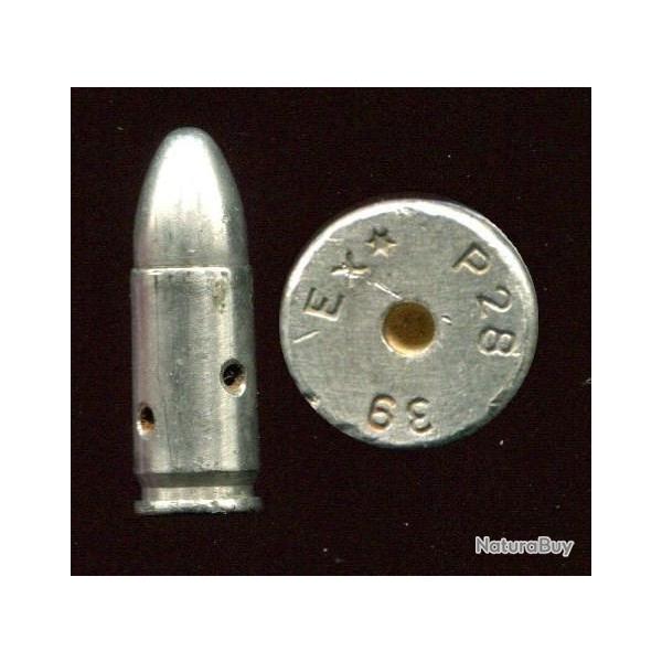 9 mm Parabellum Allemagne 1939 - inerte de manipulation - marquage : Ex*  P28 39 - culot spcial