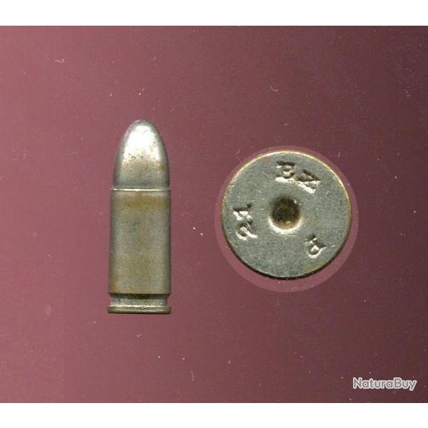 9 mm Parabellum Allemagne reprise de production en 1921 - inerte lgre nickel - marquage : Ex P 21