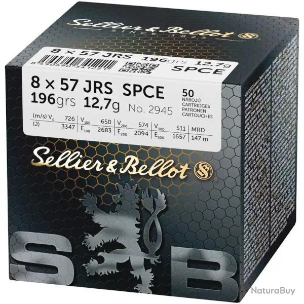 Balle sellier bellot 8x57 jrs spce 12,7g/196 grs (boite de 50 munitions)