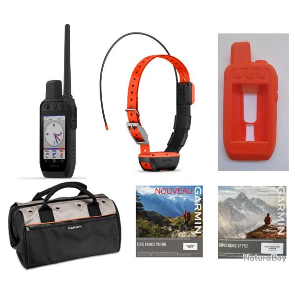 Garmin pack Alpha 300F avec collier T20 + coque silicone + verre tremp� + sac + carte topographique 