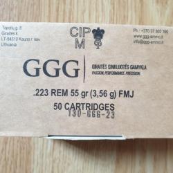 Lot 200 cartouches .223 GGG 55gr fmj (4 × btes 50 pcs)