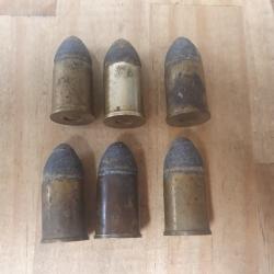 lot de 6 cartouches d'avant 1900 de calibre 12x17R REVOLVER FRANCAIS marquage GG 12 M/M