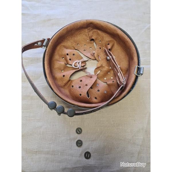 Int�rieur de casque taille 66 + 3 rivets + jugulaire 1943 WW2