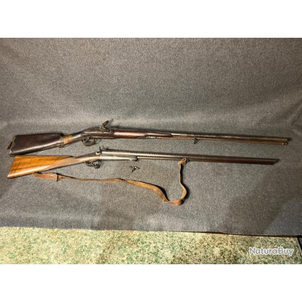 Lot fusil a broche cal 28 et fusil a silex xviiime pour pices 1 euro sans prix de rserve !!!